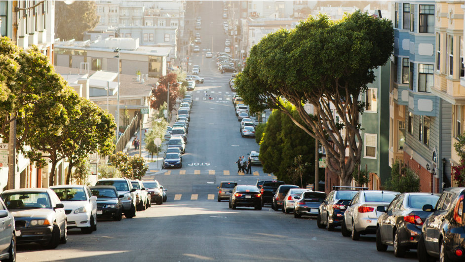 a street with cars parked on it