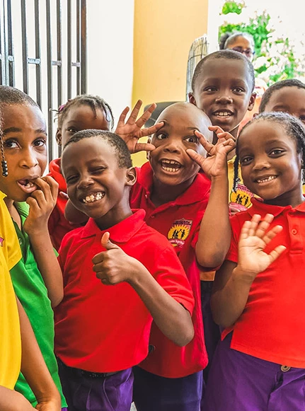 a group of children smiling