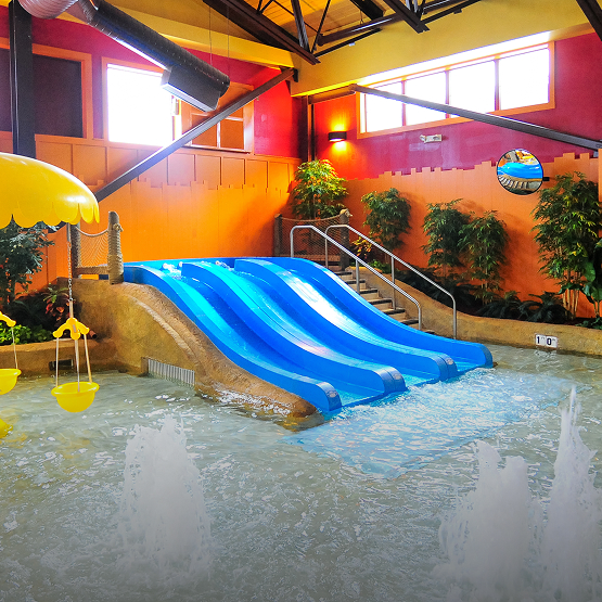 a water slide inside a building