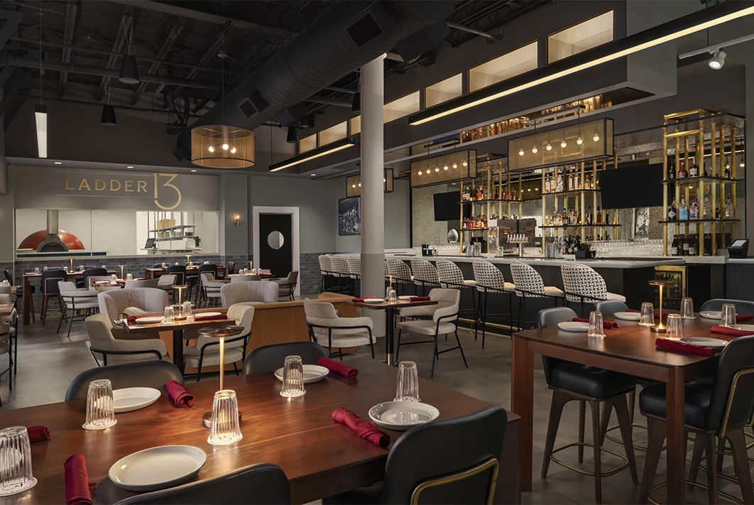 a restaurant with tables and chairs