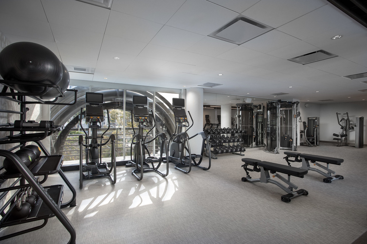 a gym with exercise equipment