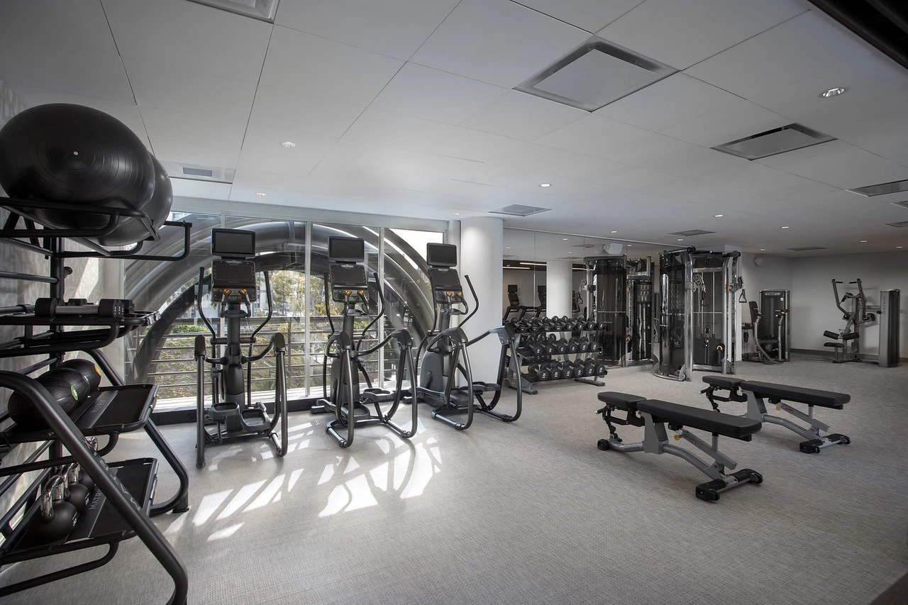 a gym with exercise equipment