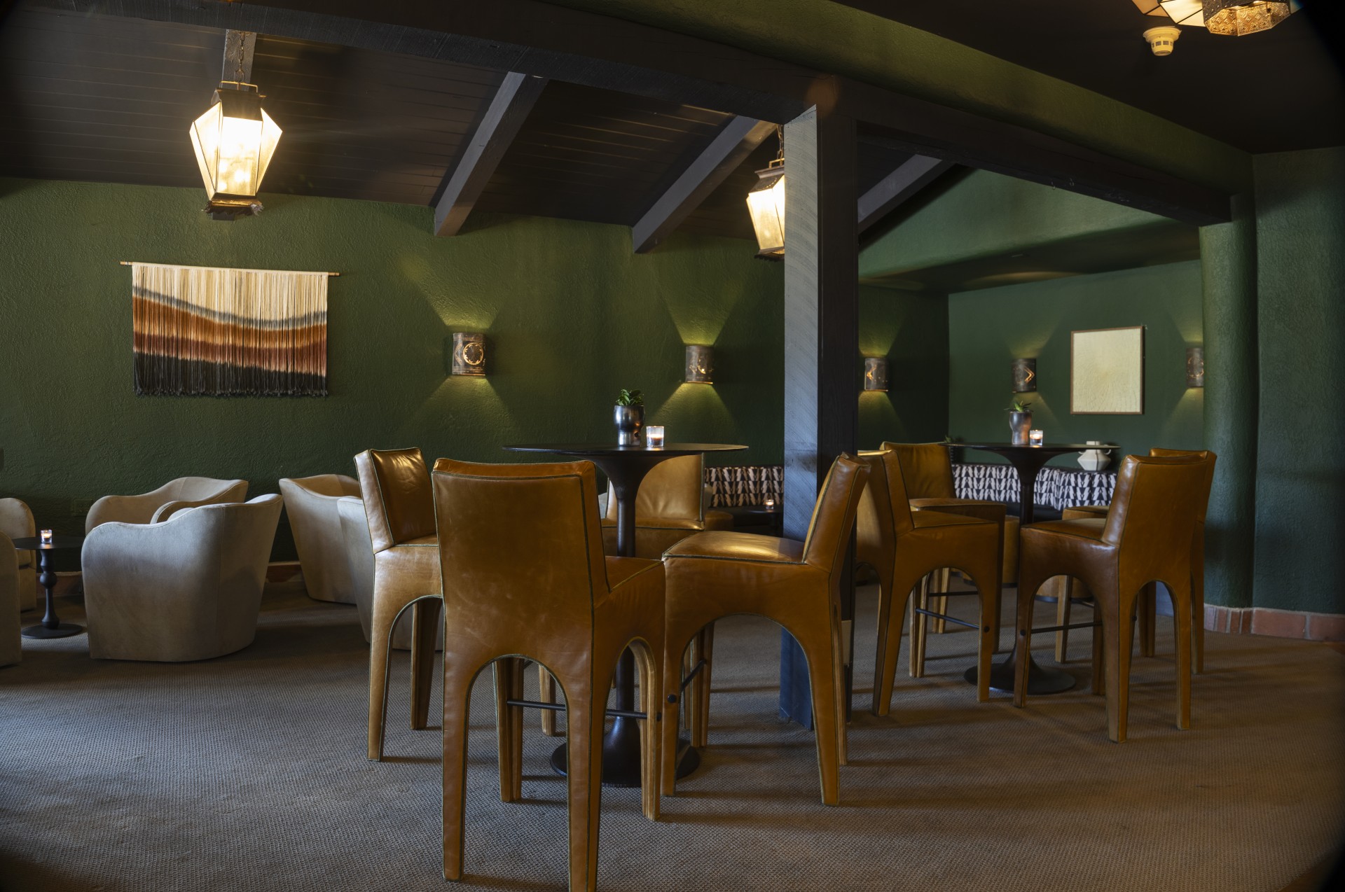 a room with tables and chairs