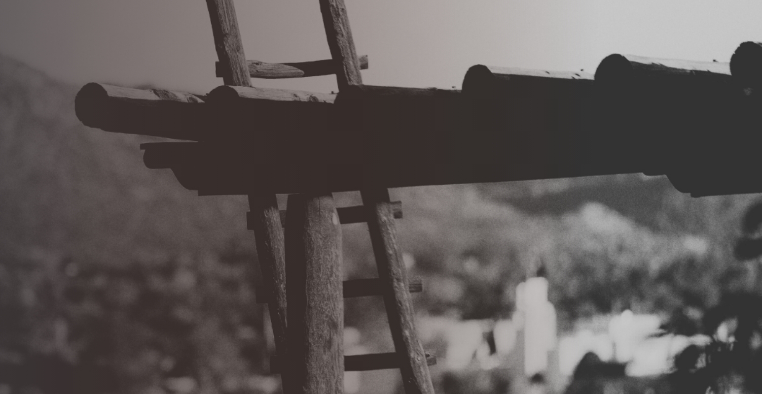 a ladder leaning against a wall