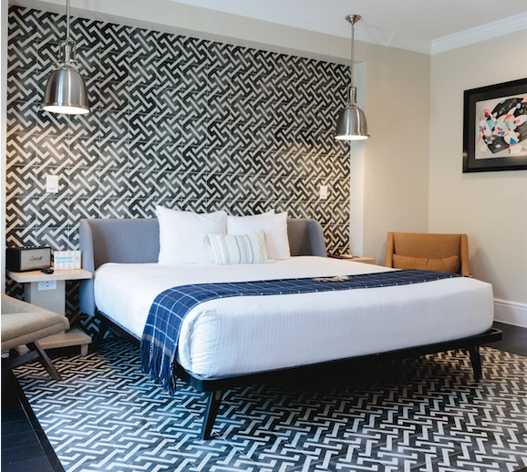 a bed in a room