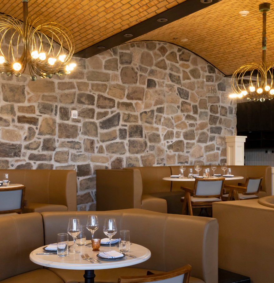 a room with tables and chairs