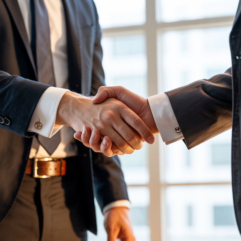 a close up of a man shaking hands