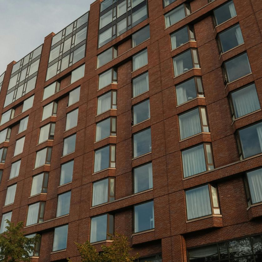 a building with many windows