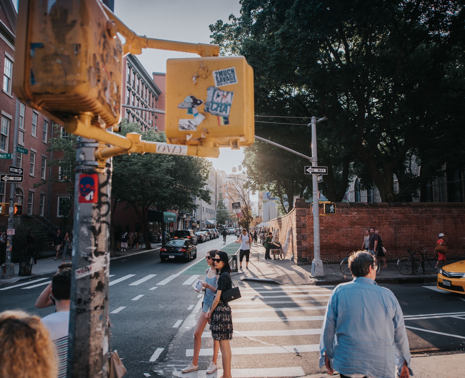 people walking on a street