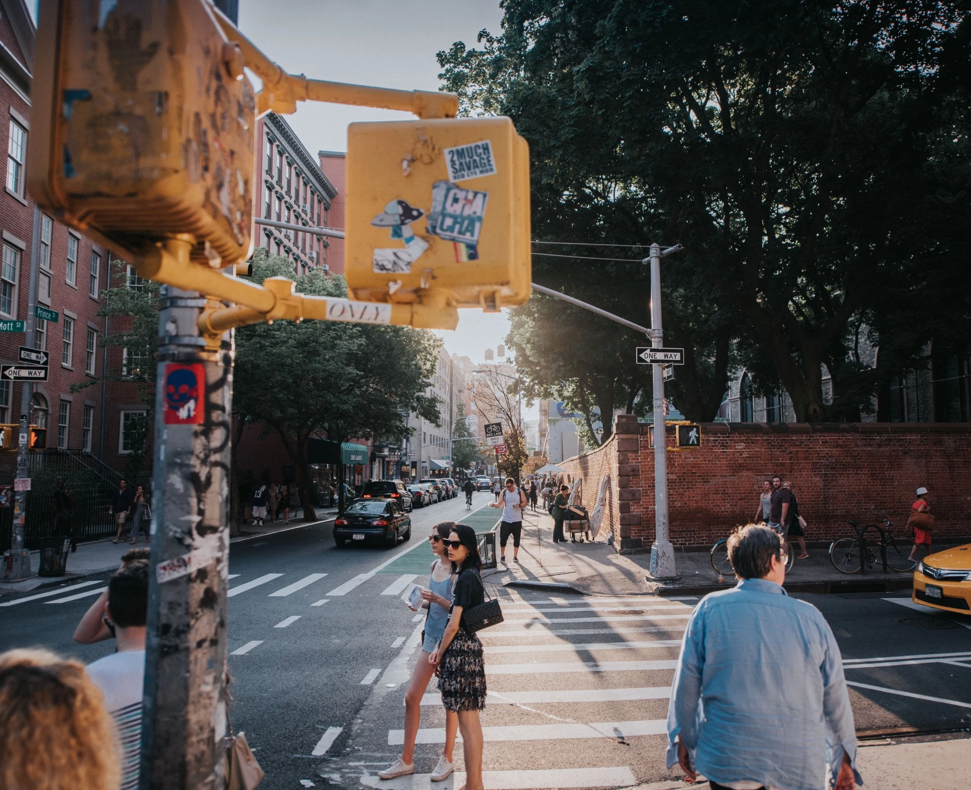 people walking on a street