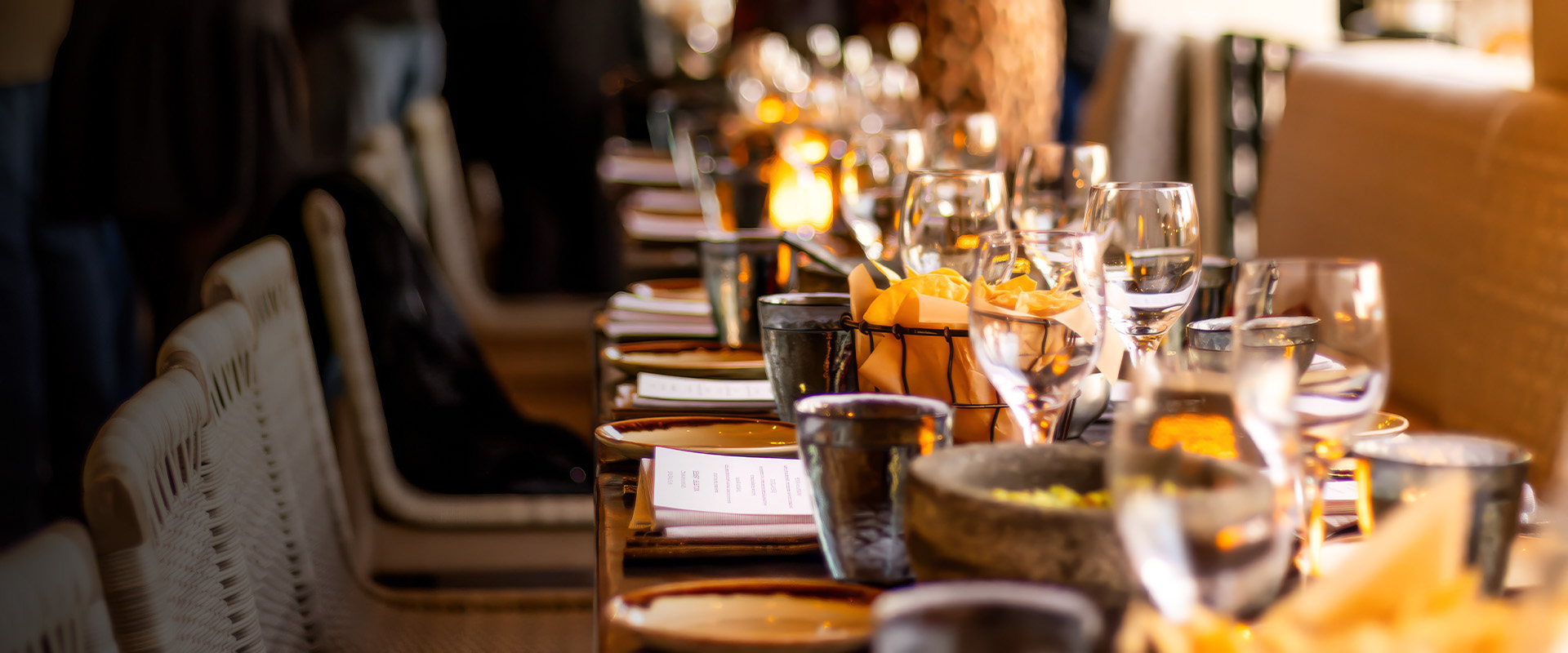 a table with plates and glasses