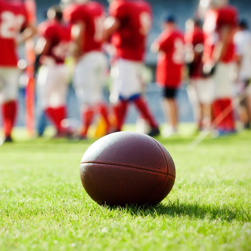 a football on the grass
