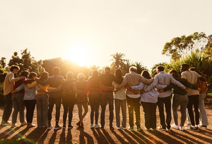a group of people standing together