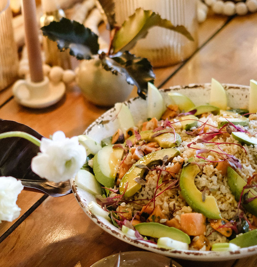 a bowl of food on a table