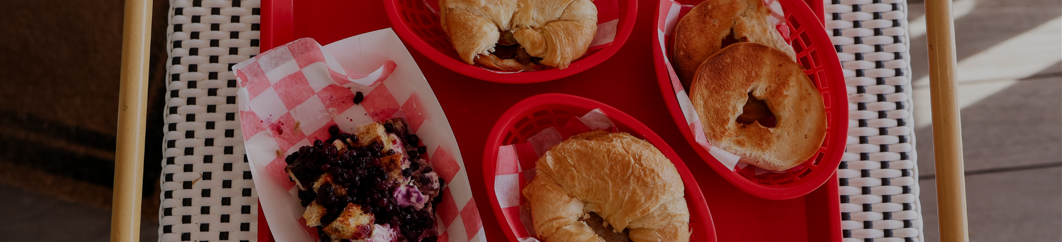 a croissants in baskets