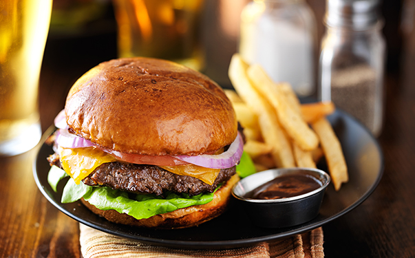 a burger with a side of fries
