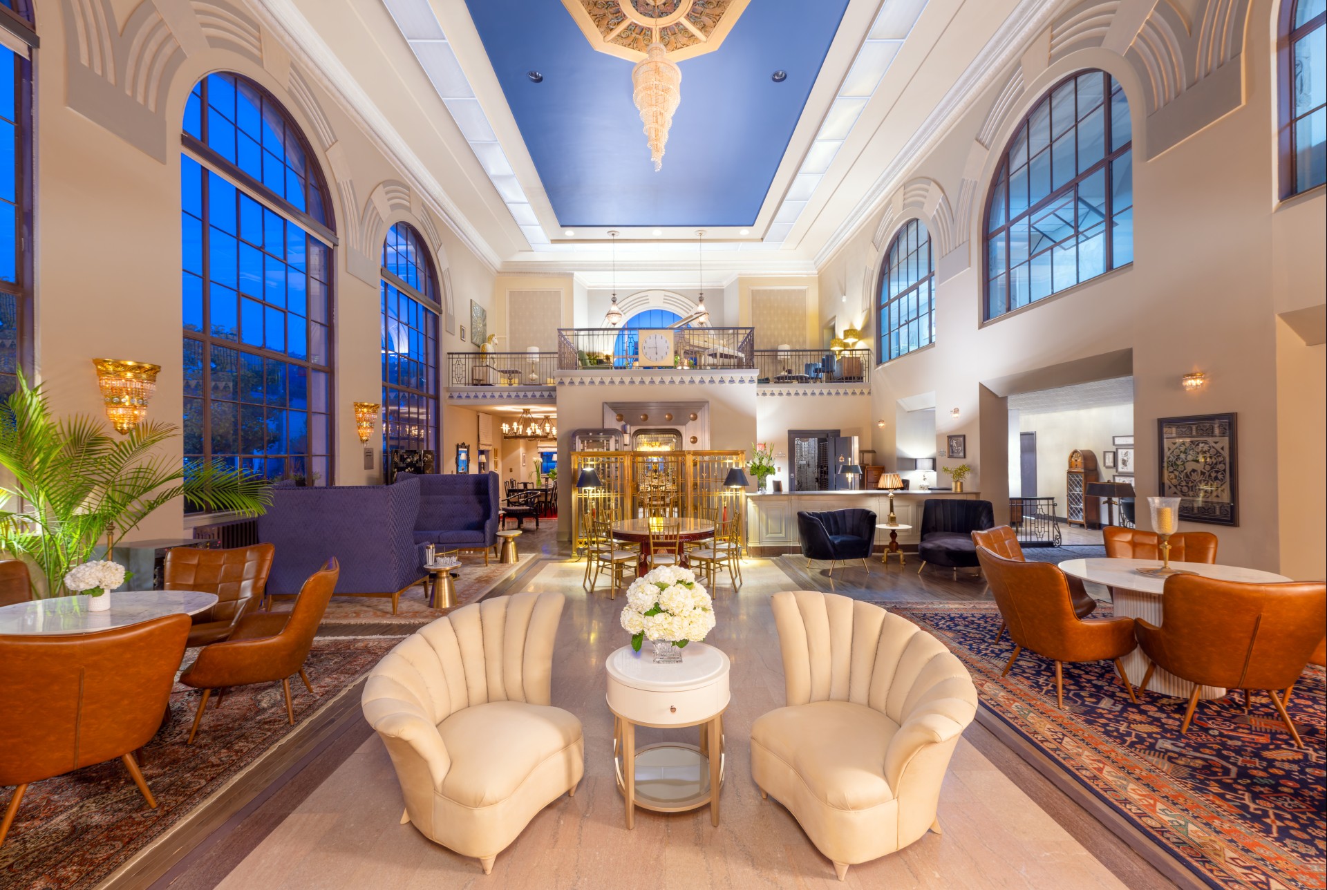 a room with chairs and a table