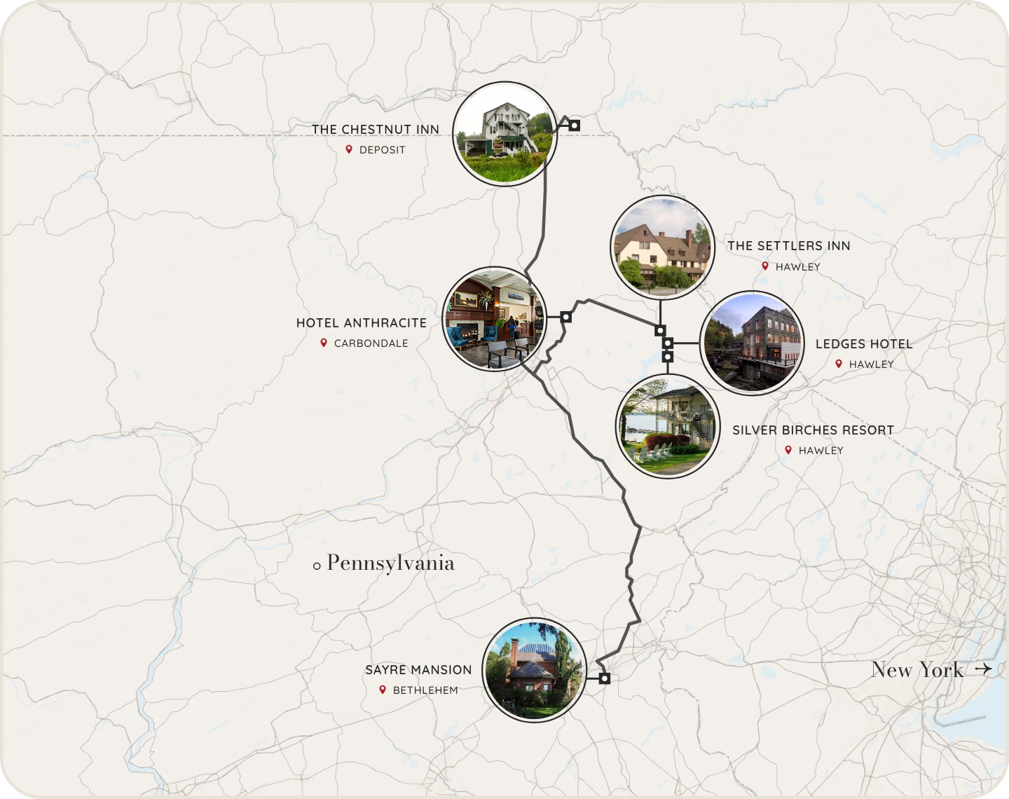 a white square with black letters and a red line