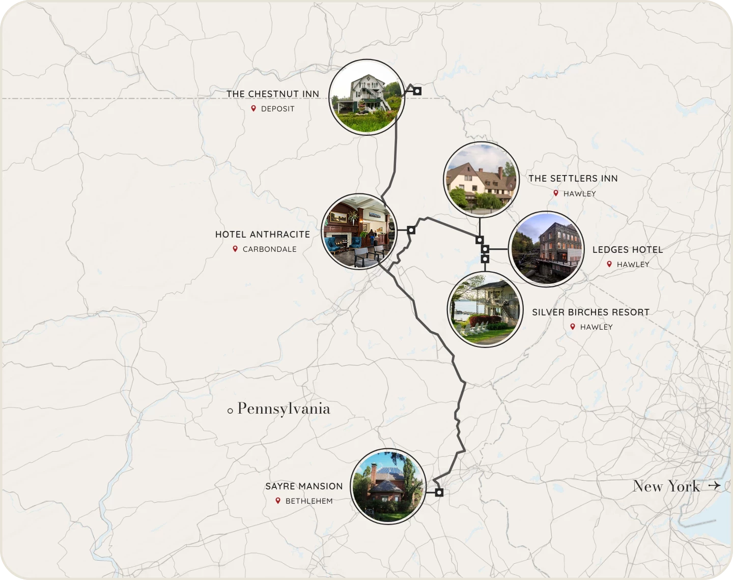 a white square with black letters and a red line