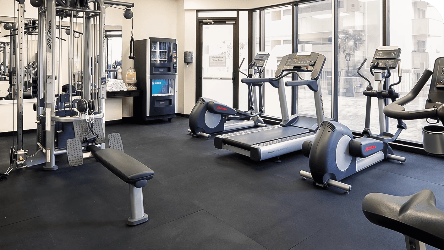 a gym with exercise equipment