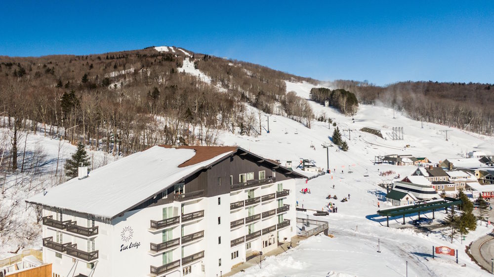 a building on a snowy mountain