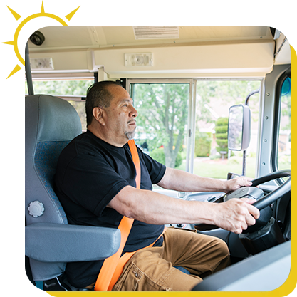 a man driving a bus