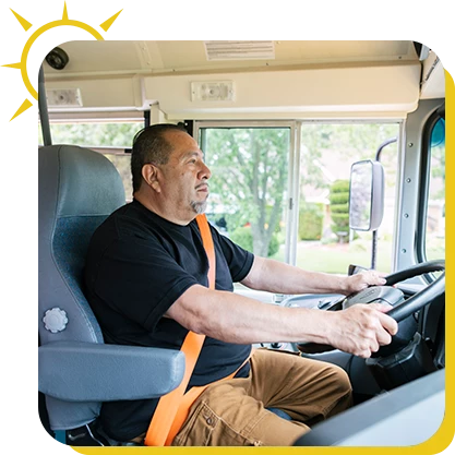 a man driving a bus