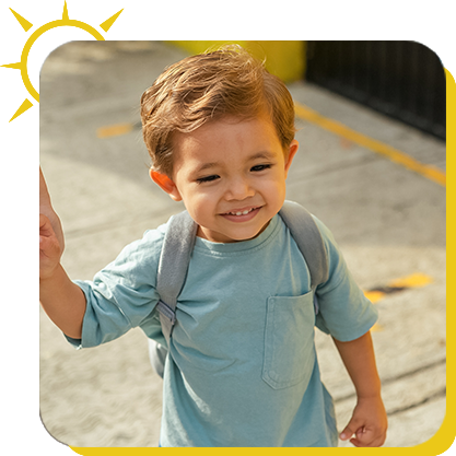 a child with a backpack
