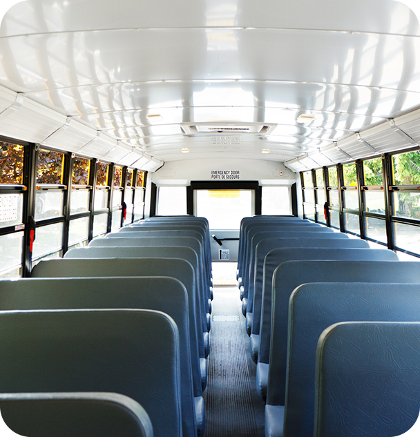 the inside of a school bus