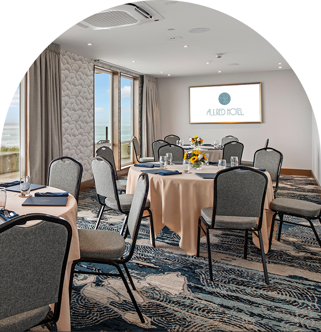 a room with tables and chairs