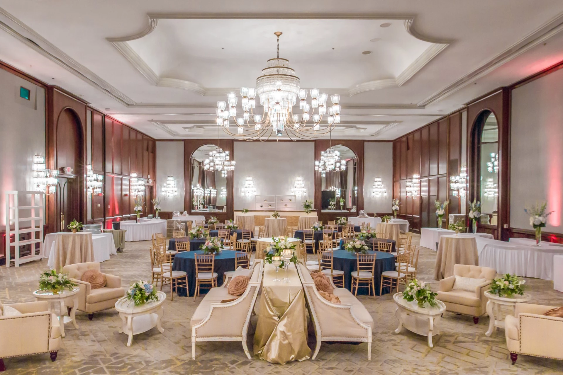 a room with tables and chairs