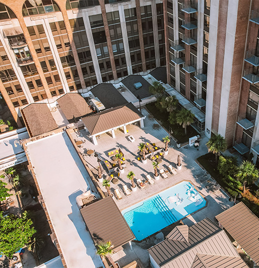 a pool in a building