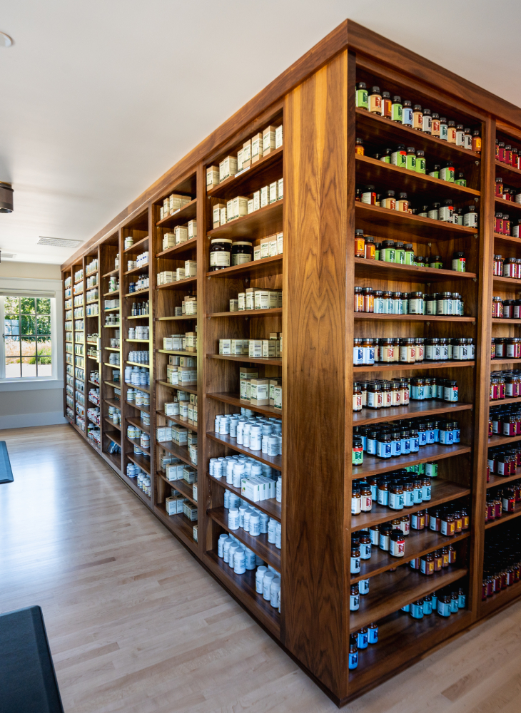 shelves of shelves with bottles on them