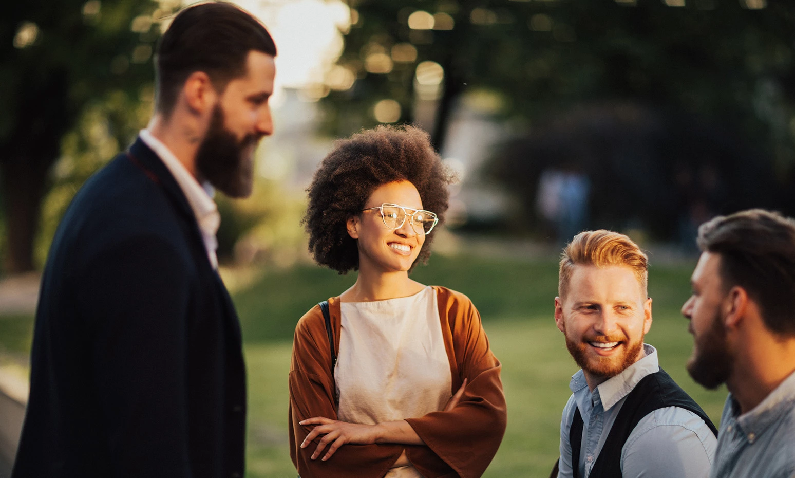 a group of people standing outside
