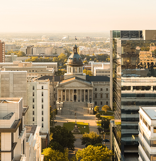 a large city with a large building