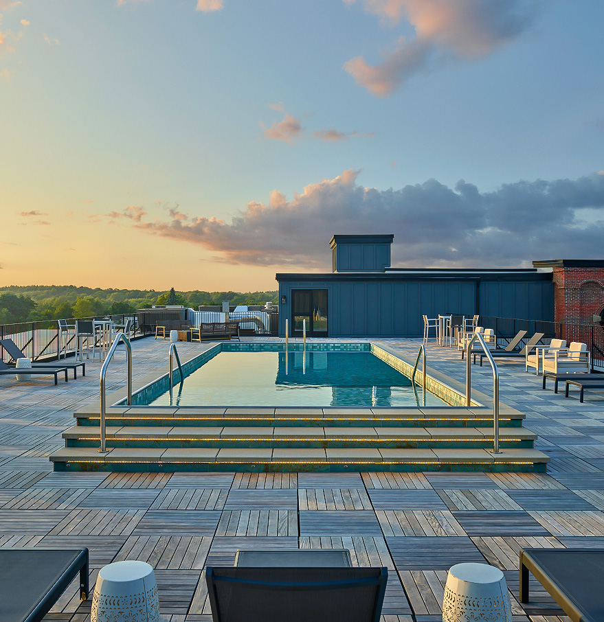 a pool on a rooftop