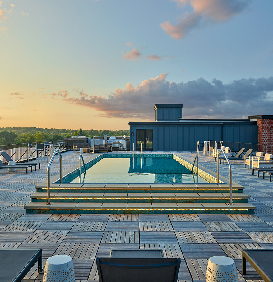 a pool on a rooftop
