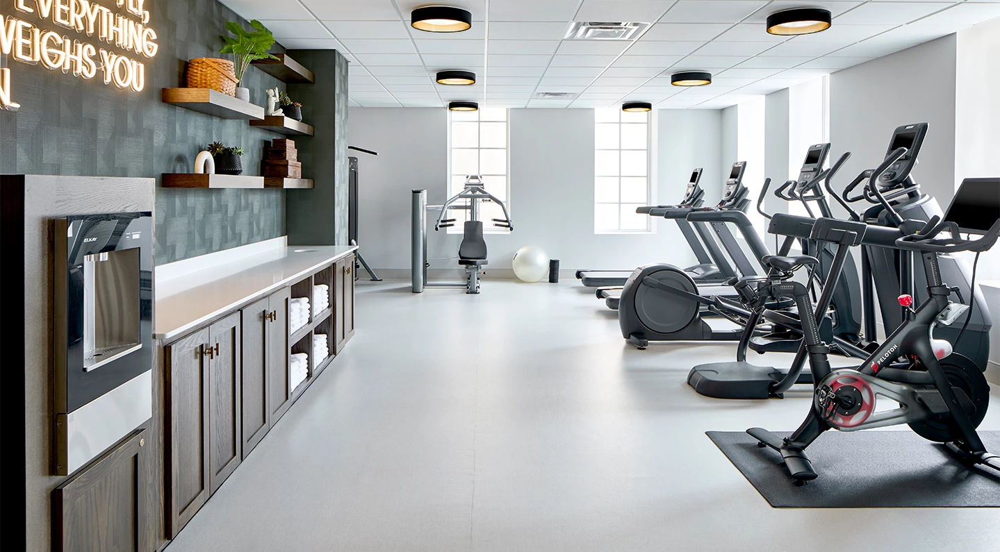 a room with exercise equipment