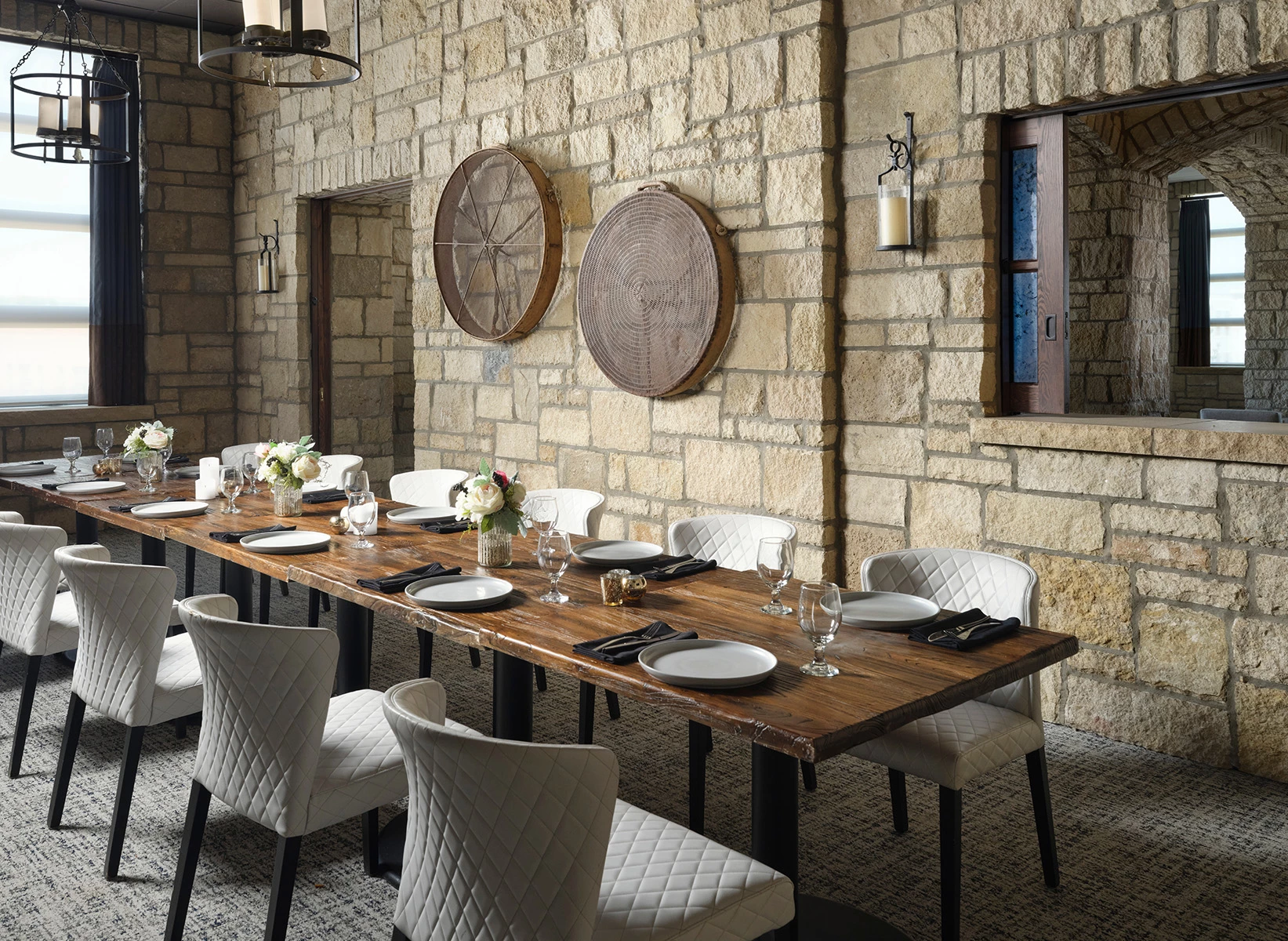 a table set for a dinner