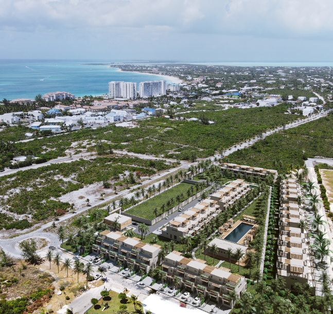 a aerial view of a city