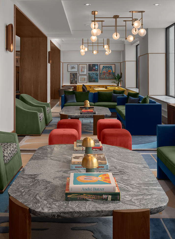 a room with a table and chairs
