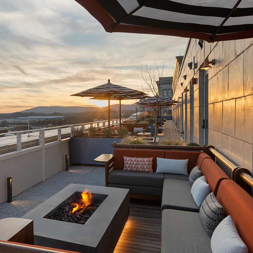 a fire pit on a rooftop