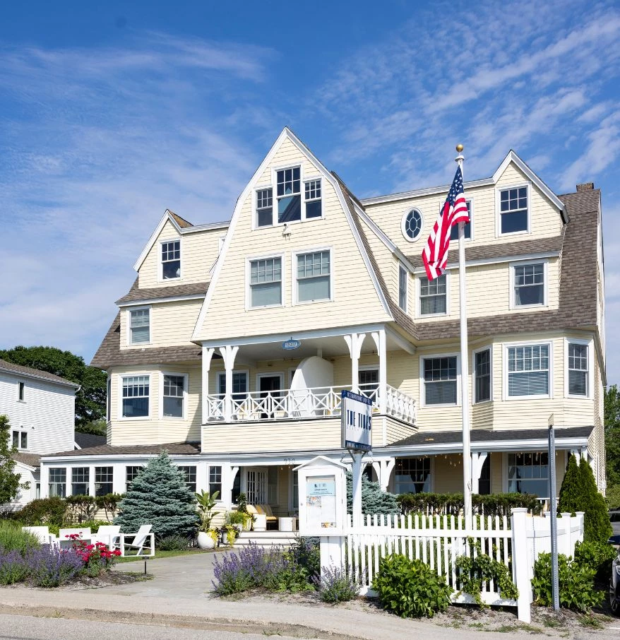 a house with a flag in front of it