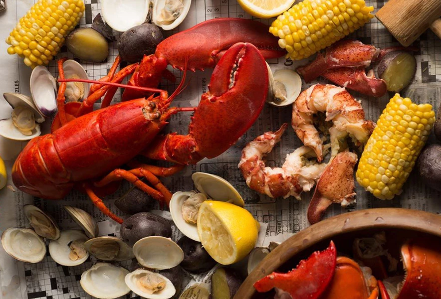 a pile of seafood