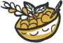 a yellow and black bowl of food