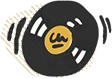 a black and yellow record