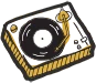 a record player with a yellow handle