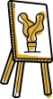 a yellow light bulb on a chair