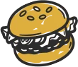 a yellow burger with black background