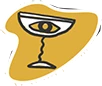 a yellow and black drawing of a face